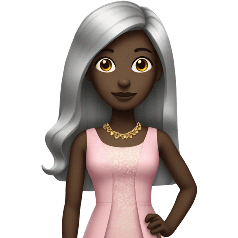 Dark skin girl with fancy clothes and straight hair emoji