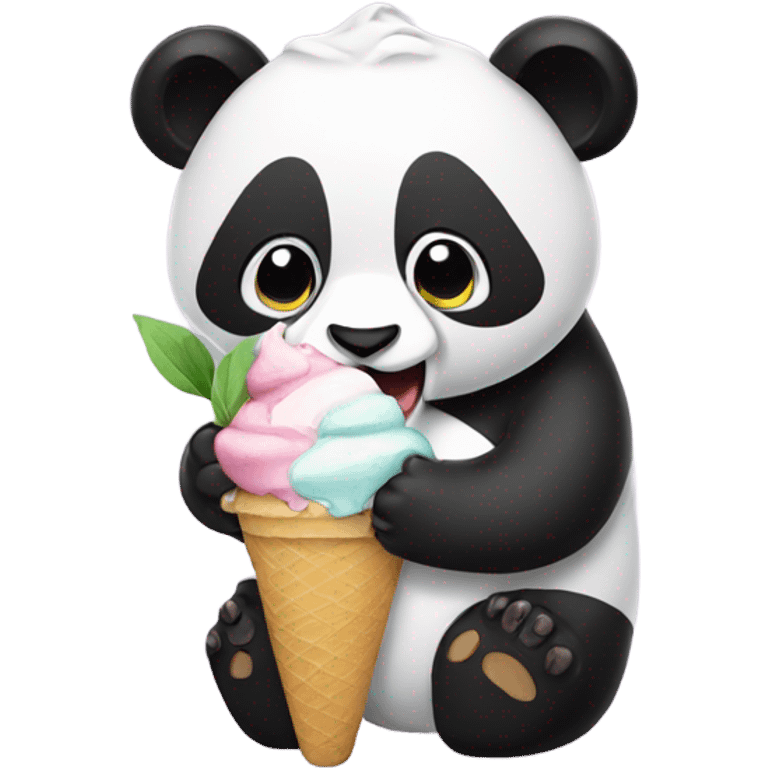 Panda eating ice cream emoji