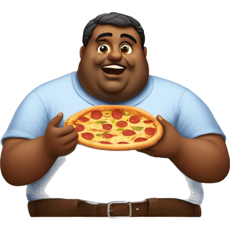 Fat Tamil man eating pizza  emoji