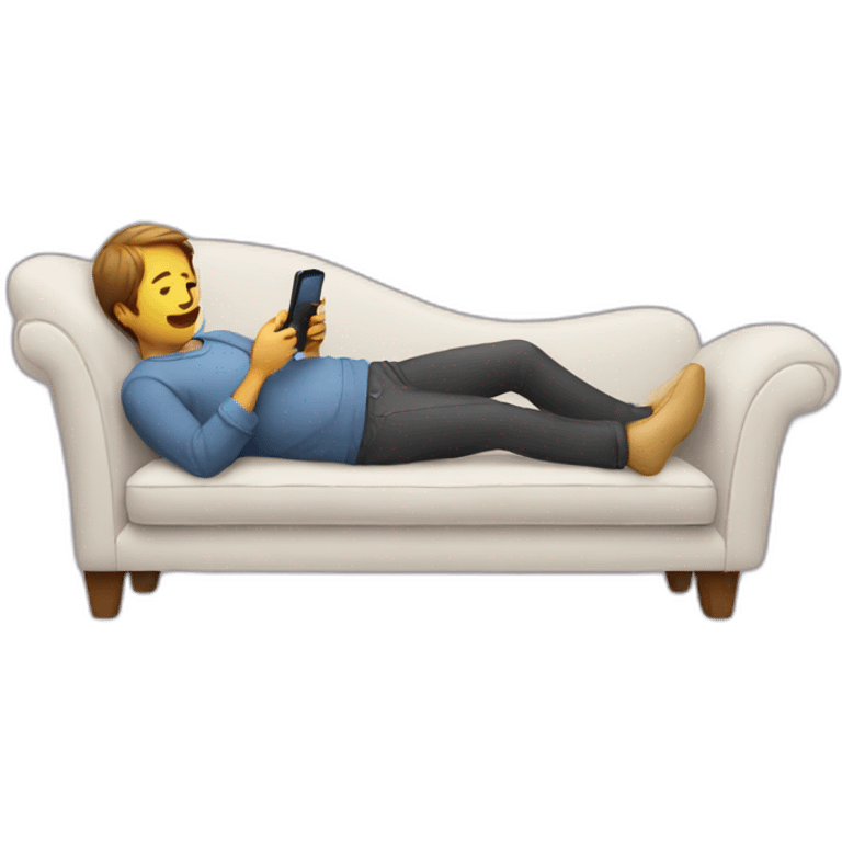 laying in a couch playing phone emoji