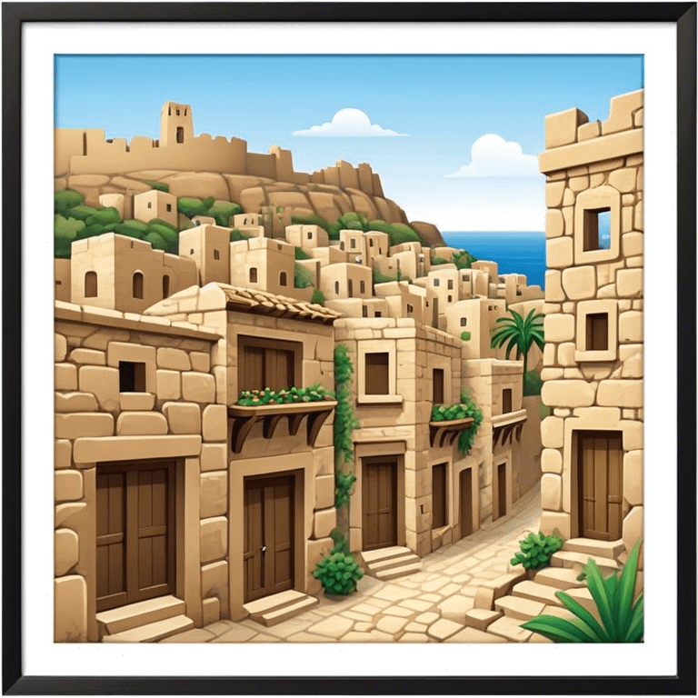 Byblos Old City Landmark Emoji – Portraying the historic stone houses, narrow streets, and Phoenician ruins. emoji