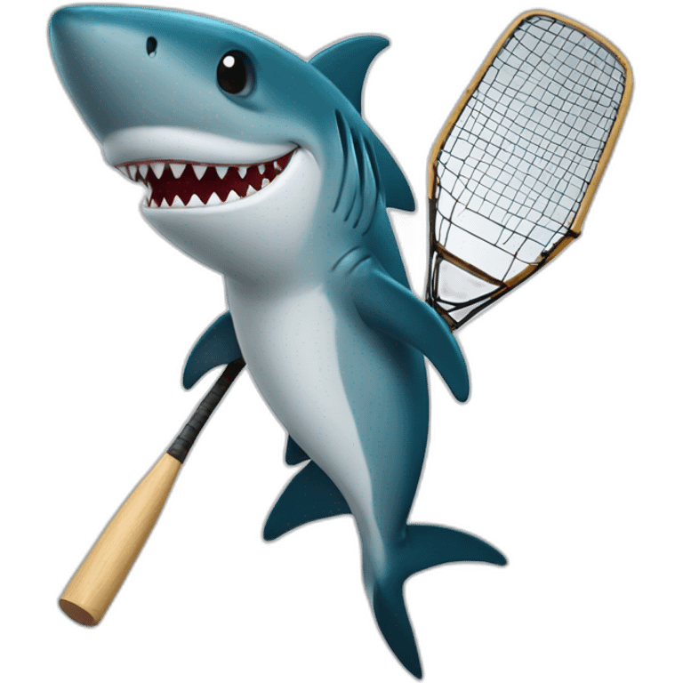 shark holding cricket bat emoji