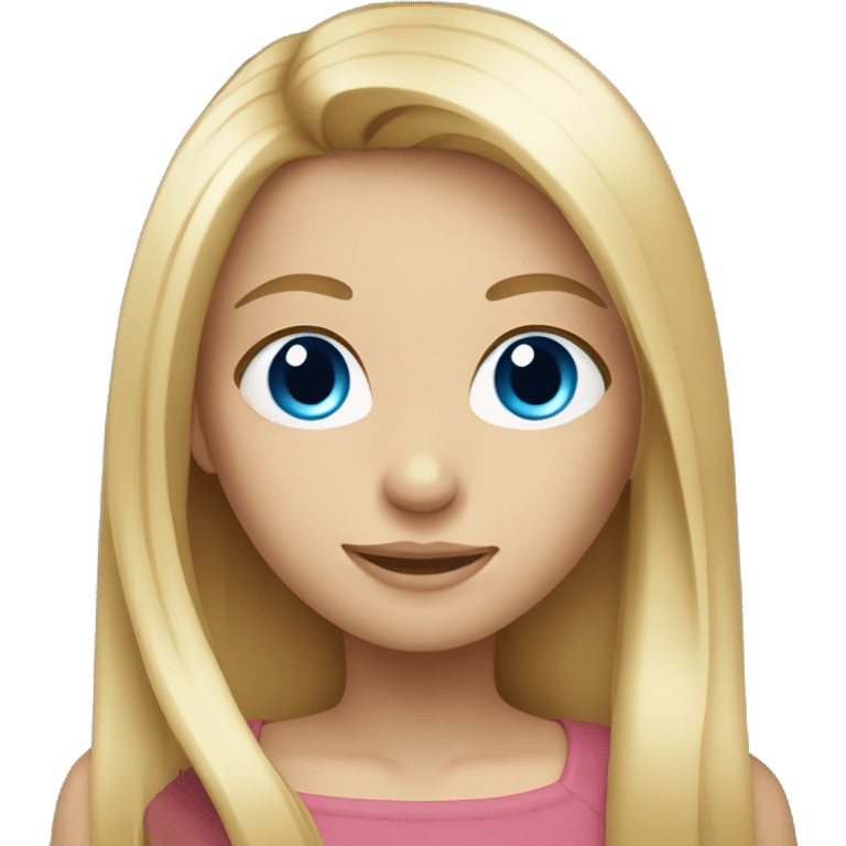 Blond girl with Long, straight hair and blue eyes emoji