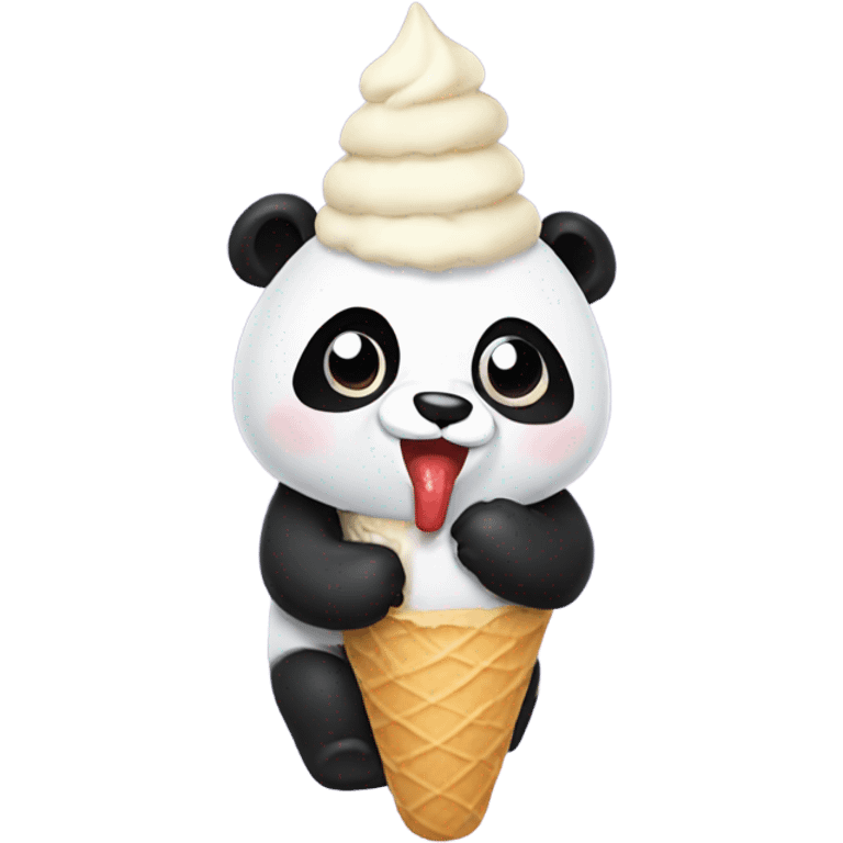 Panda eating ice cream emoji