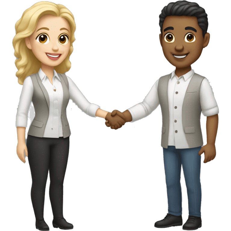 light-skinned restaurateur and blogger shake hands emoji