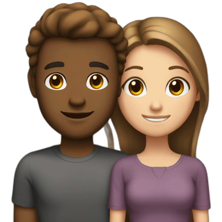 Brown male with white brunet girl emoji