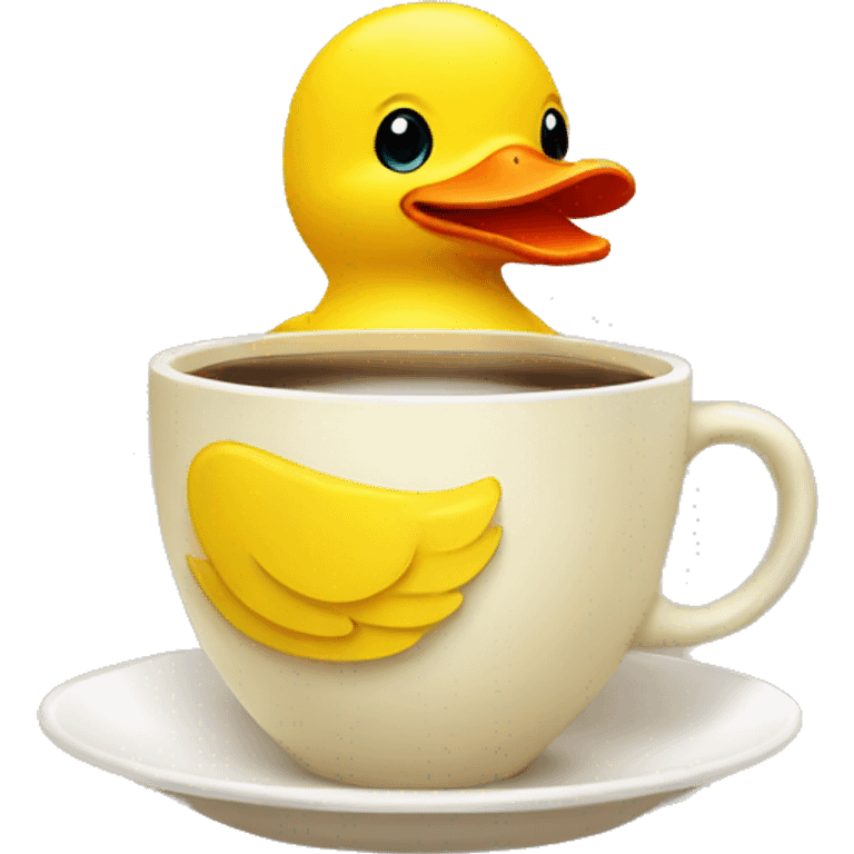 rubber yellow duck holding a cup of coffee emoji