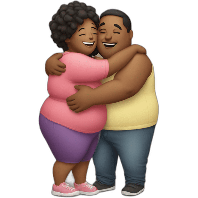 overweight couple hugging emoji