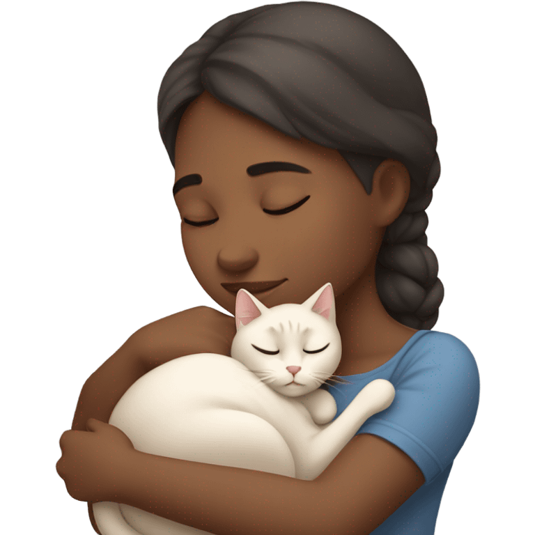 Girl and cat  sleeping emoji