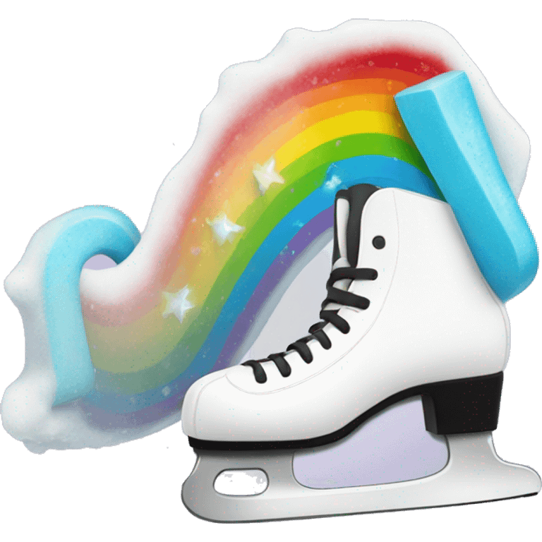 Ice skates and rainbow emoji