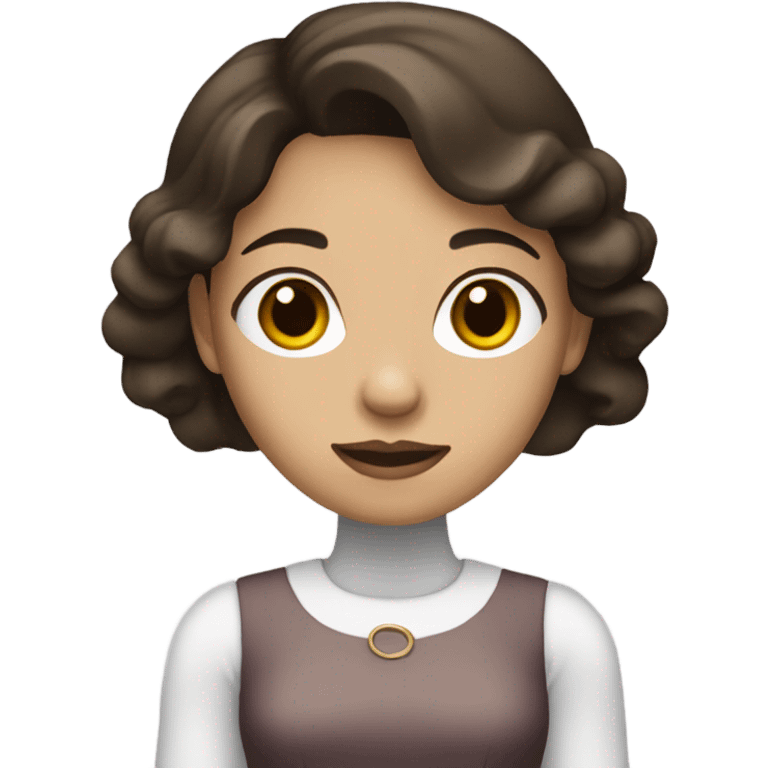 A women with dark brown hair and light skin wearing a dress emoji