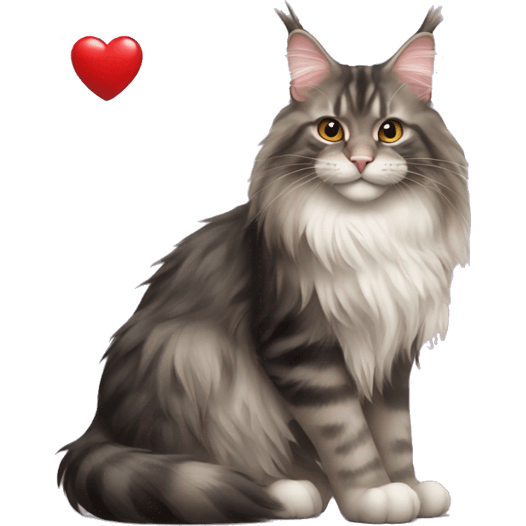 Maine coon holding a heart in its paws emoji