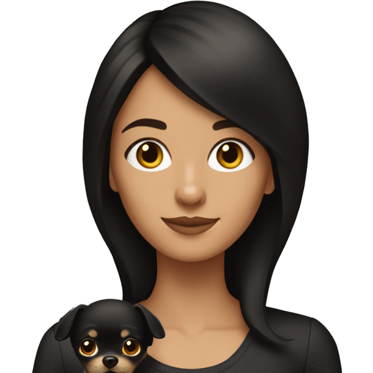 Brunette woman with a black chihuahua  emoji