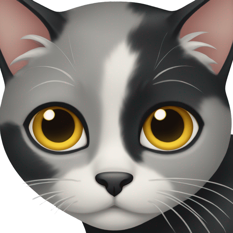 Black Calico cat with grey eyes emoji