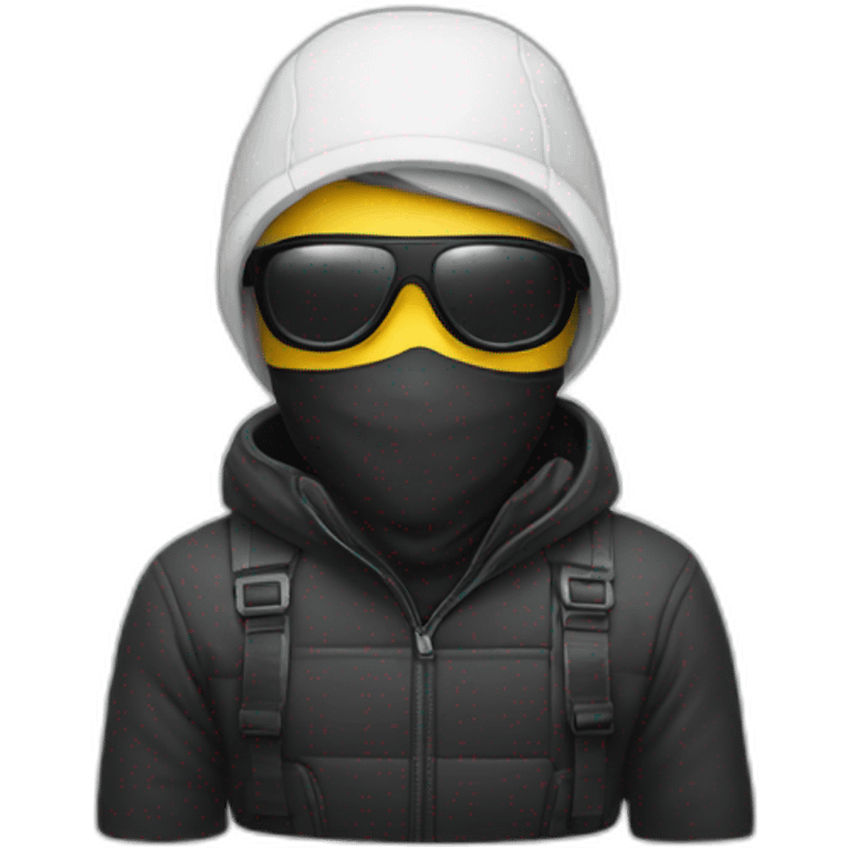 Photographer wearing a ski mask emoji