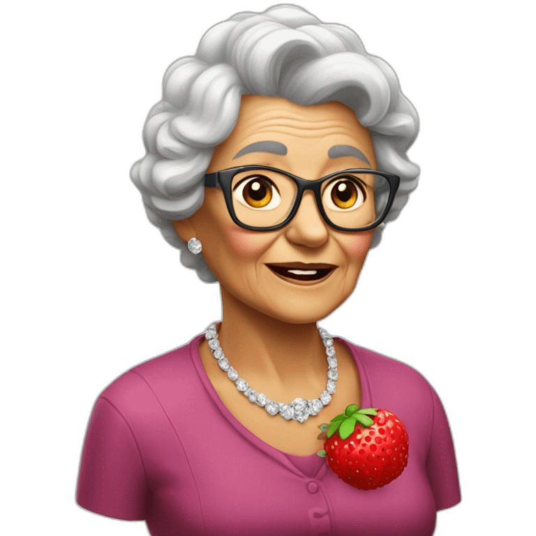 grandma with a big stamberry and a diamond emoji