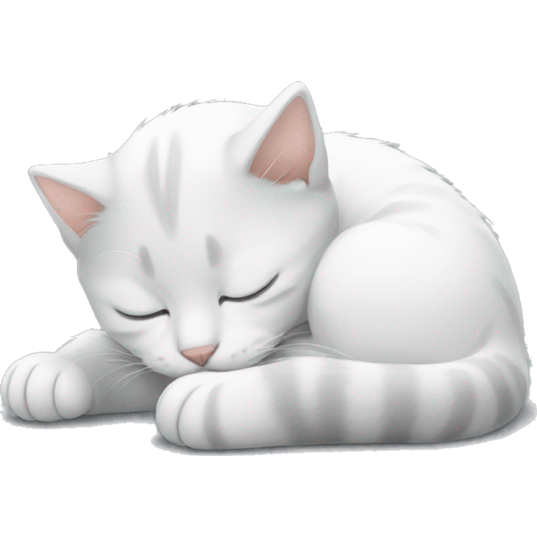 Sleeping white en grey kitten  emoji