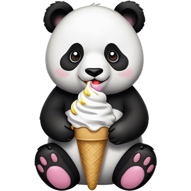 Panda eating ice cream emoji