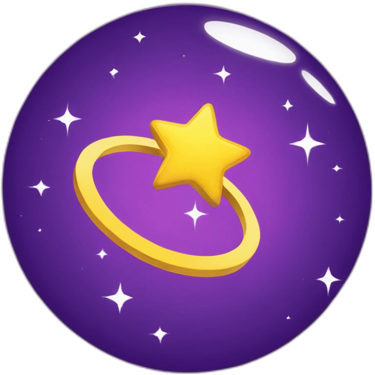 Purple planet, yellow star rings emoji