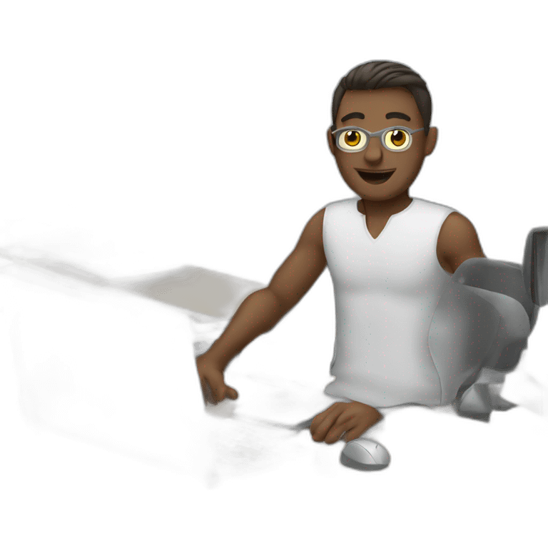 Men on desk computing emoji