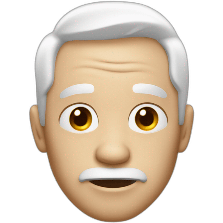 Man looking emotionless or depressed, white short hair, white skin, red nose and wrinkled emoji