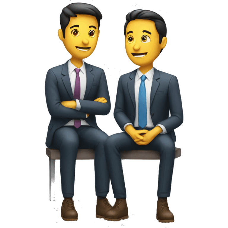 2 people sitting and talking, job interview semi casual emoji