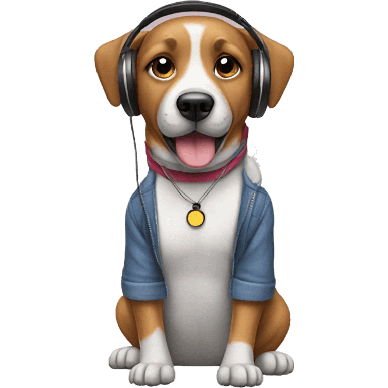 Dog wearing clothes and headphones  emoji