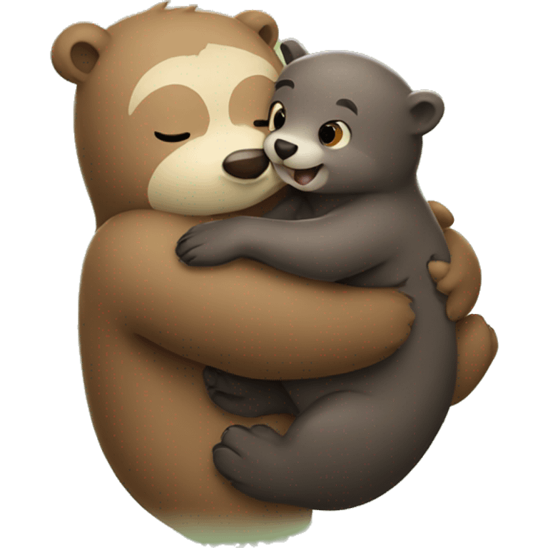 Bear hugging otter emoji