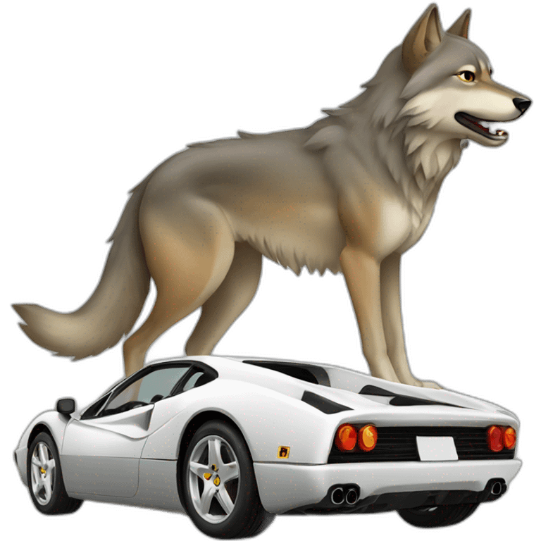 wolf leaning against ferrari emoji