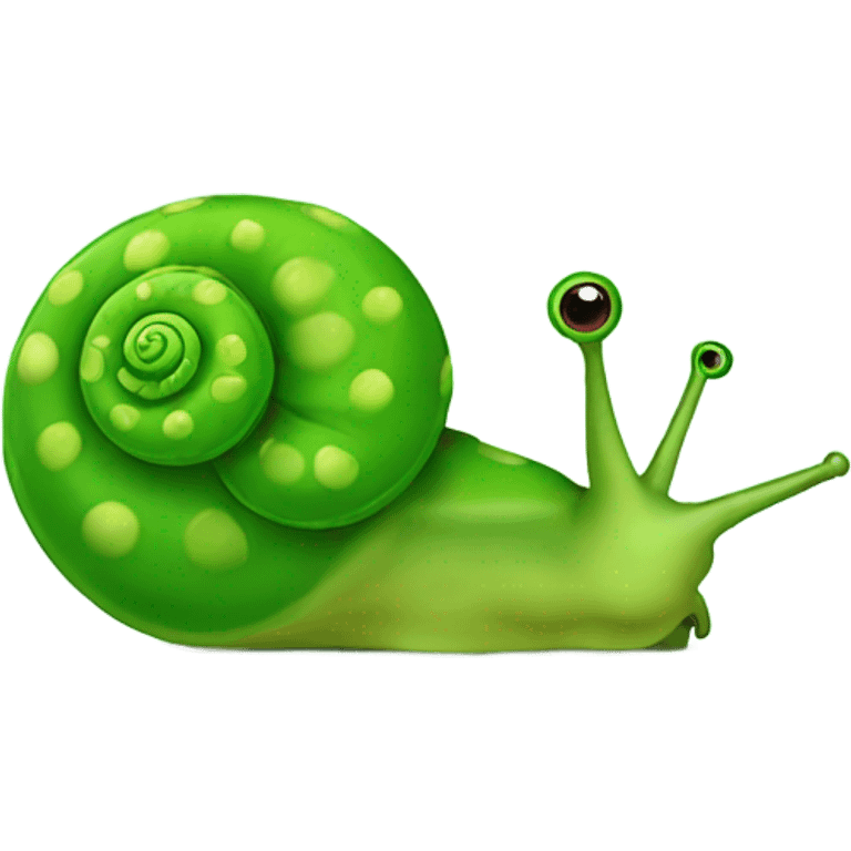 Snail wearing peas emoji