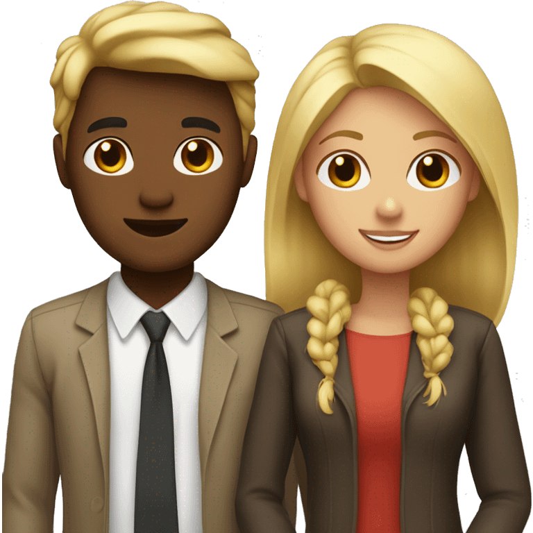 couple with heart, blond girl and a brown skin man emoji