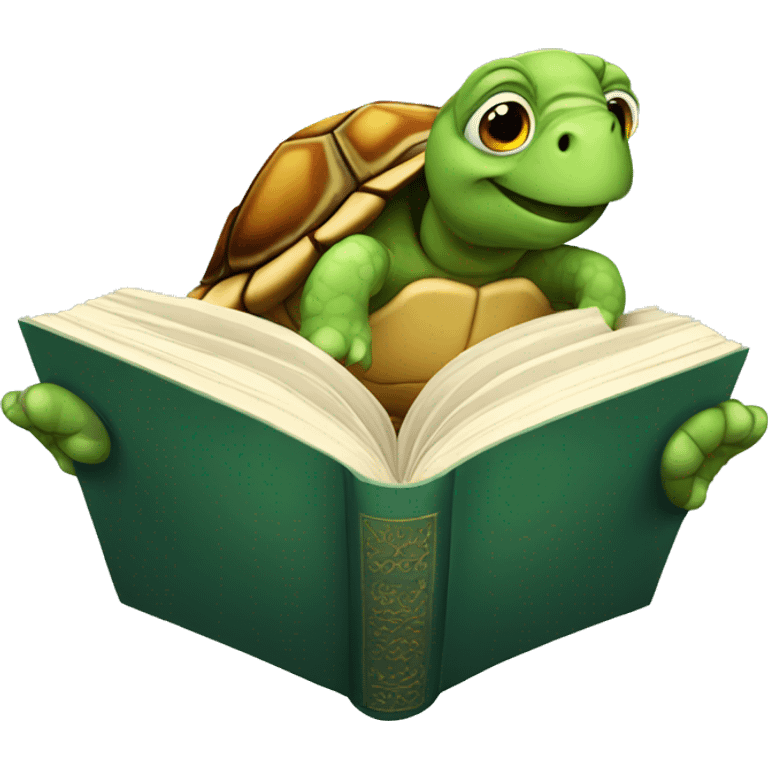 tortoise reading a book emoji