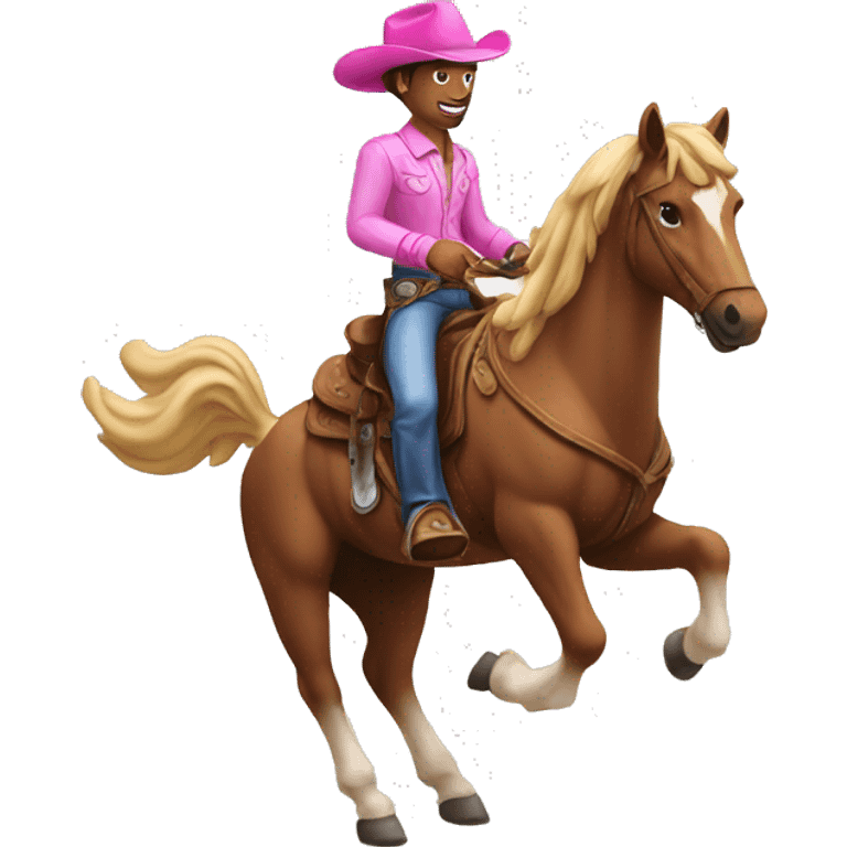 cowboy riding a horse with a pink hat emoji