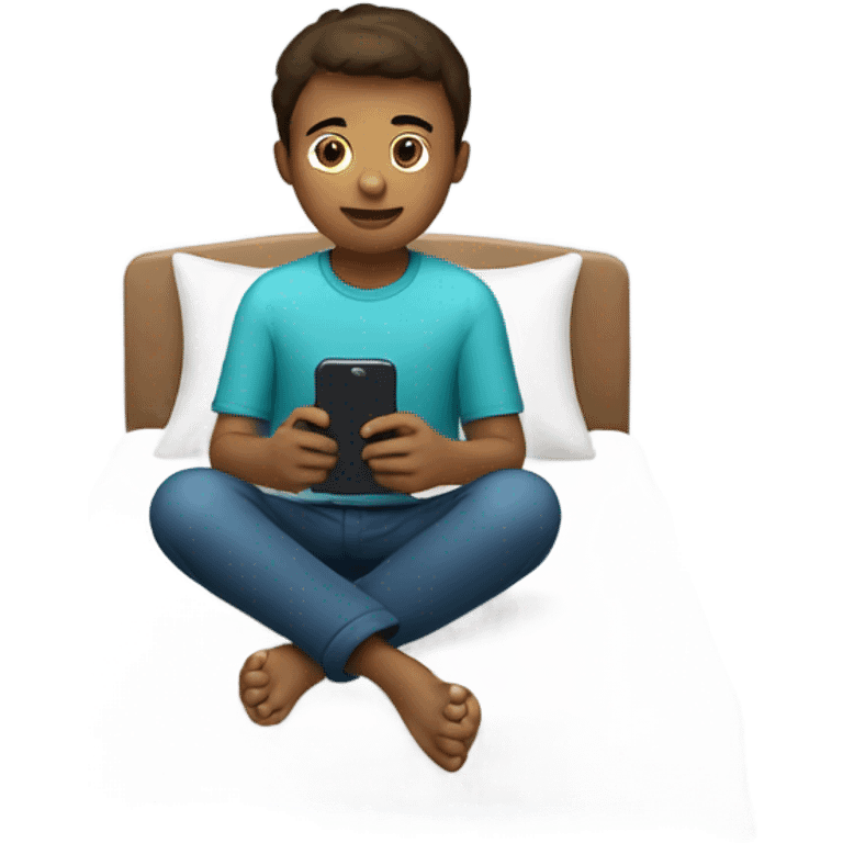 boy with phone in bedroom emoji