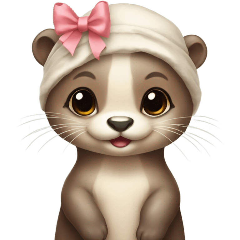 A baby otter with a bow on her head  emoji