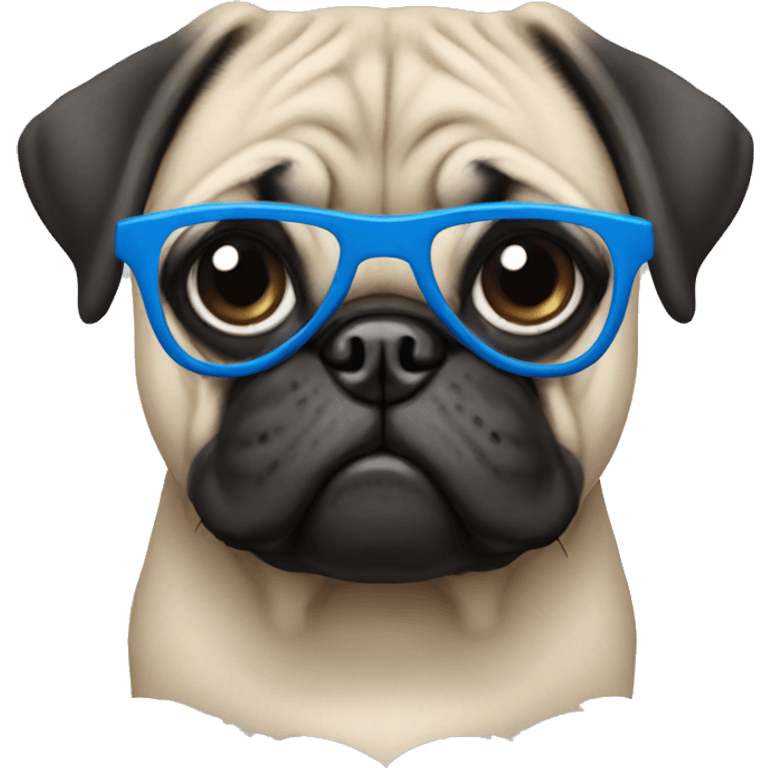 Dog pug with blue glasses emoji