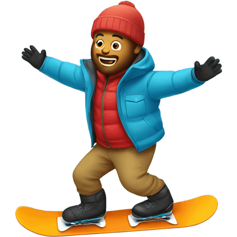 large man snowboarding in a snow bib emoji