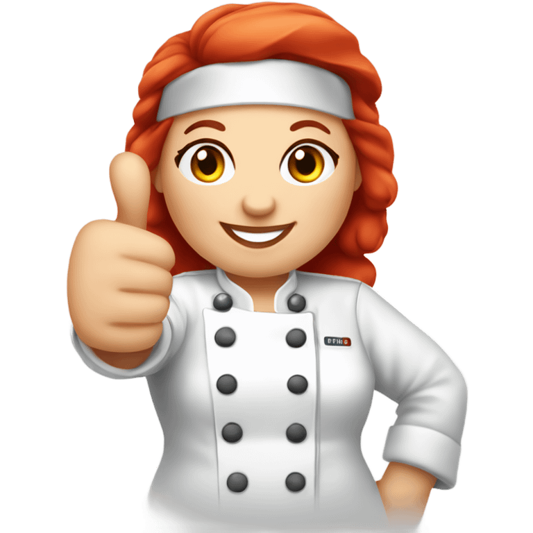  thumbs up chubby face red haired female chef emoji