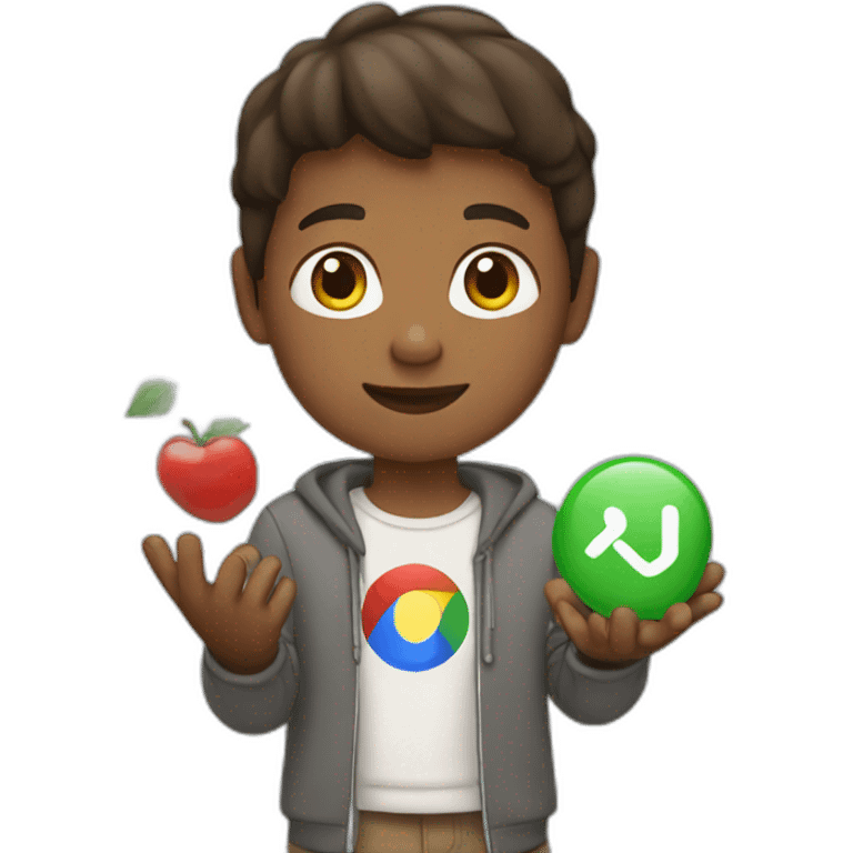 BOY WITH GOOGLE LOGO INTO THE HANDS emoji