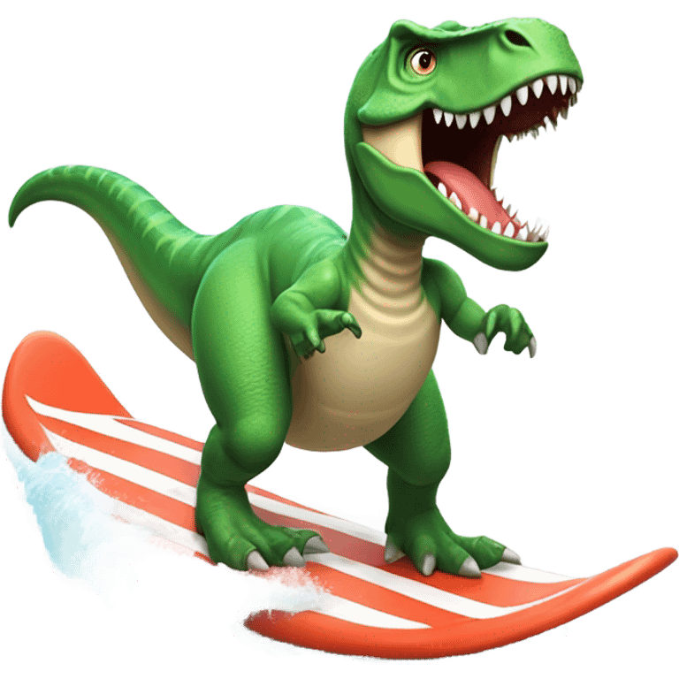 Dinosaur surfing emoji