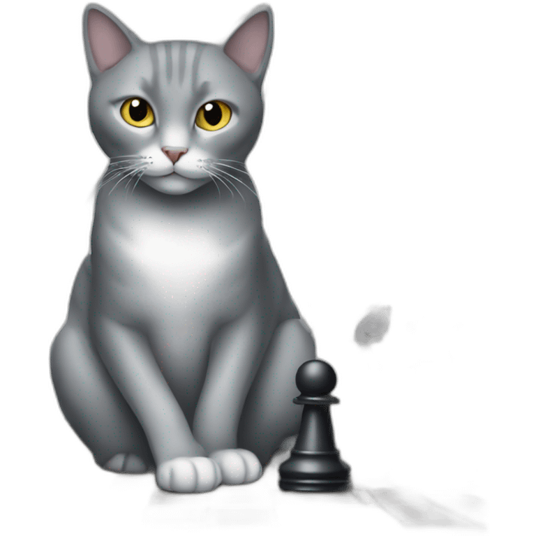 Grey-cat-playing-chess emoji