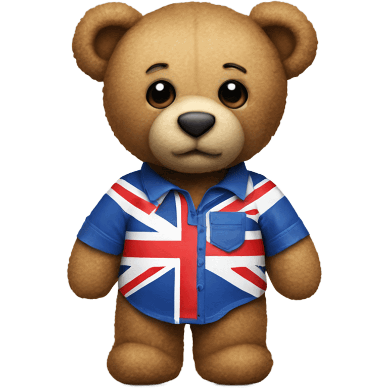 Teddy bear with Union Jack shirt with Union Jack flag emoji