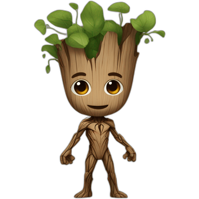 Groot faisant un bisous à spider man  emoji