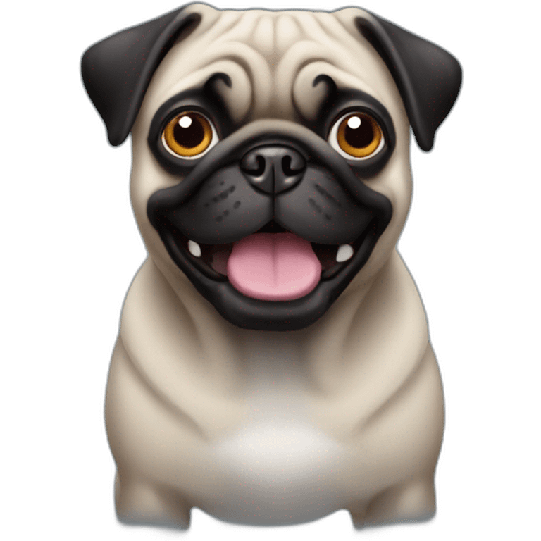 Crazy black pug emoji