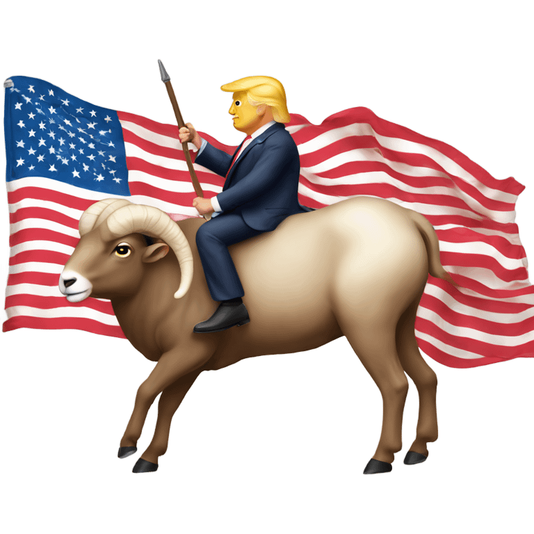 Trump riding a Ram with American flag  emoji