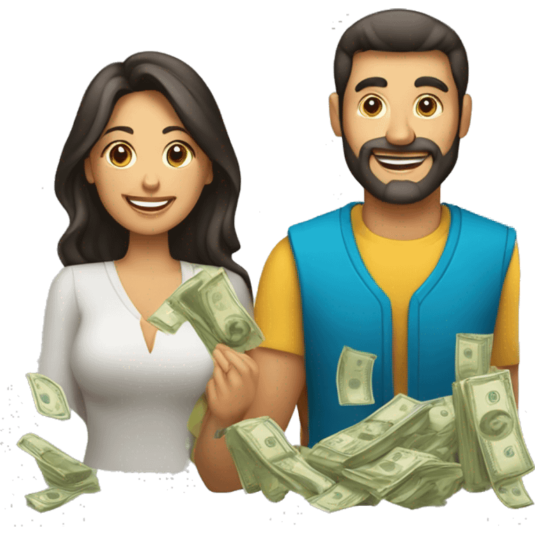 hombre y mujer ganando dinero  emoji