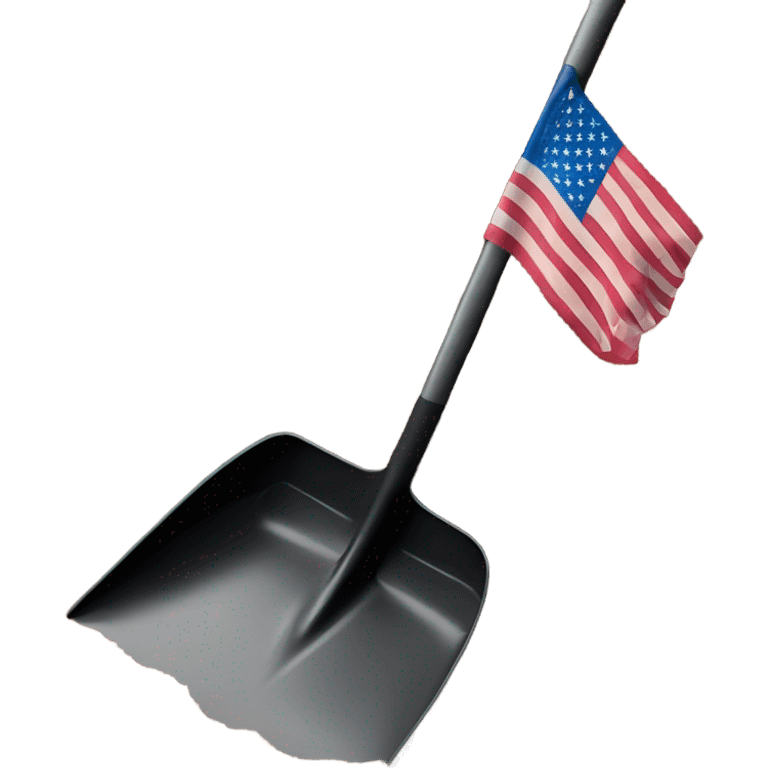 American Flag attached to one black shovel in the ground   emoji