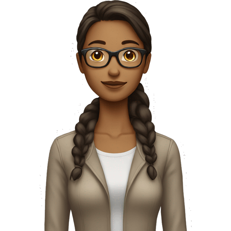 tall slender brown woman dark brown hair with glasses pretty young emoji