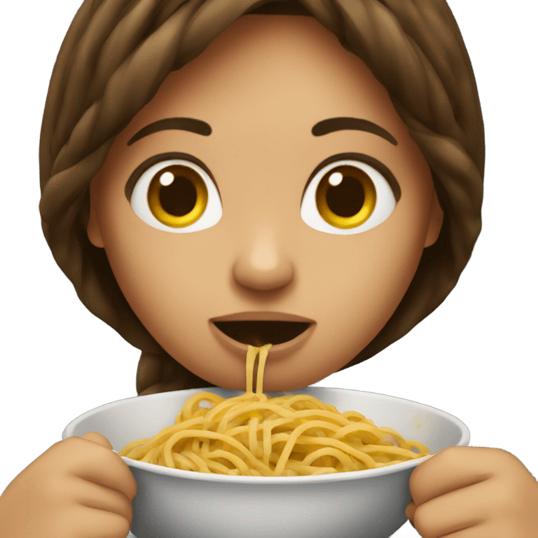 Girl with brunette hair eating spaghetti  emoji