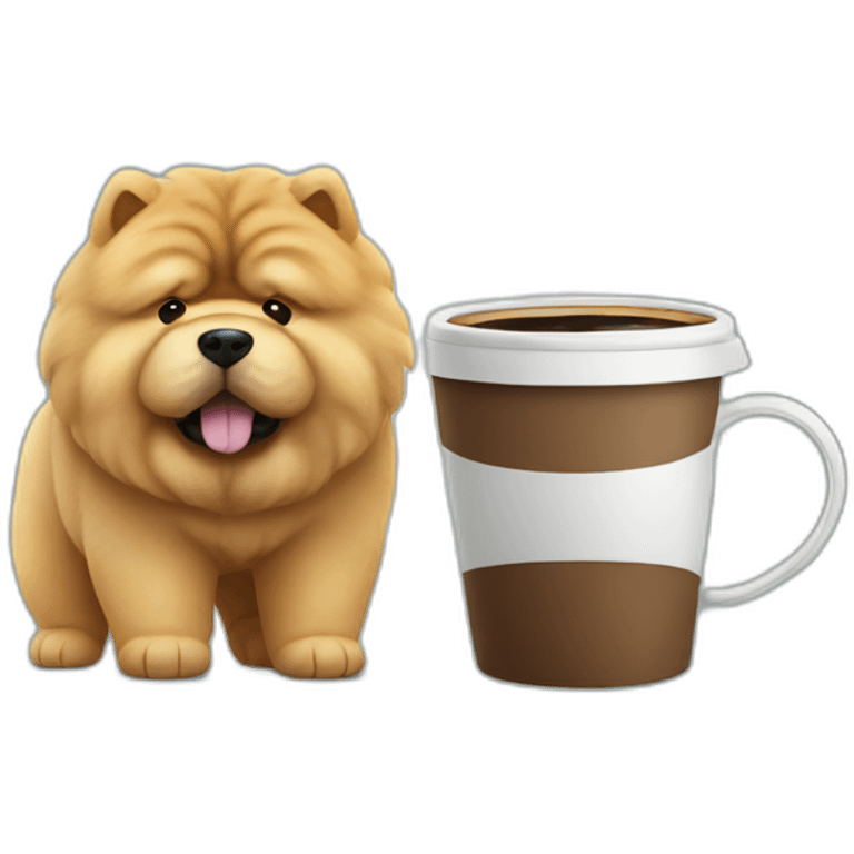 chow chow with big coffee emoji